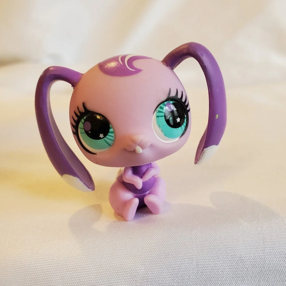 Littlest Pet Shop Authentic # 2736 Pink Purple‎ White Rabbit Teal Eyes